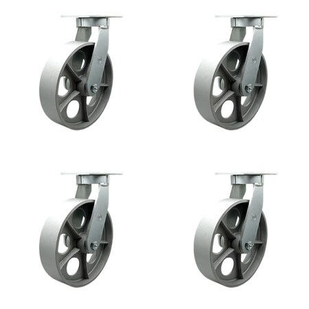 Service Caster 12'' Extra Heavy Duty Semi Steel Cast Iron Wheel Swivel Caster , 4PK CRAN-SCC-KP92S1230-SSR-4
